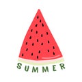 Vector watermelon icon, juicy watermelon slice colored illustration, summer Royalty Free Stock Photo