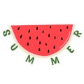 Vector watermelon icon, juicy watermelon slice colored illustration, summer Royalty Free Stock Photo
