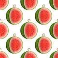 Vector watermelon seamless pattern. Cutted watermelon on white background. Colorful vector illustration gradient fill in flat