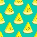 Vector watermelon seamless pattern. Slice of watermelon on turquoise background. Colorful vector illustration gradient fill in Royalty Free Stock Photo