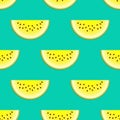 Vector watermelon seamless pattern. Slice of watermelon on turquoise background. Colorful vector illustration gradient fill in Royalty Free Stock Photo