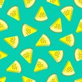 Vector watermelon seamless pattern. Slice of watermelon on turquoise background. Colorful vector illustration gradient fill in Royalty Free Stock Photo