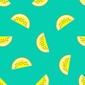 Vector watermelon seamless pattern. Slice of watermelon on turquoise background. Colorful vector illustration gradient fill in