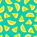 Vector watermelon seamless pattern. Slice of watermelon on turquoise background. Colorful vector illustration gradient fill in Royalty Free Stock Photo