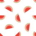 Vector watermelon seamless pattern. Slice of watermelon on white background. Colorful vector illustration gradient fill