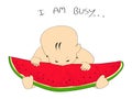 vector watermelon slice & baby Royalty Free Stock Photo