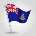 Vector waving triangle caymanian flag on slanted silver pole - symbol of cayman islands with metal stick Royalty Free Stock Photo