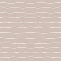 Vector wavy horizontal strokes seamless pattern on the brown background