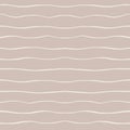 Vector wavy horizontal strokes seamless pattern on the brown background