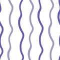 Vector wavy lines pattern background. Seamless hand drawn backdrop perwinkle purple violet alternating vertical waves Royalty Free Stock Photo