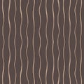 Vector wavy vertical strokes seamless pattern on the brown background Royalty Free Stock Photo