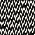Vector wavy zigzag lines seamless pattern. Black and white abstract texture Royalty Free Stock Photo