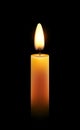 Vector wax candle flame isolated light background, realistic candlelight