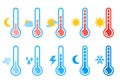 Vector weather thermometer with temperature icons