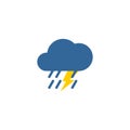 Vector weather thunderstorm flat style symbol icon