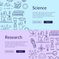 Vector web banner templates with hand drawn science elements Royalty Free Stock Photo