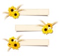 Vector web banners with sunflowers and ears of wheat. Eps-10.