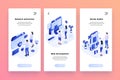 Vector web banners templates set with isometric people characters for websites, or mobile apps 3d isometric vector Royalty Free Stock Photo