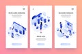 Vector web banners templates set with isometric people characters for websites, or mobile apps 3d isometric vector Royalty Free Stock Photo