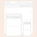 Vector Web Browser, Tablet and Mobile montage Wireframes