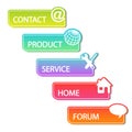 Vector web buttons. Navigation bar set. Menu element labels for website layout.