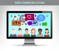 Vector web communication illustration, social net concept. Royalty Free Stock Photo