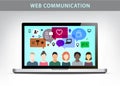 Vector web communication illustration, social net concept.