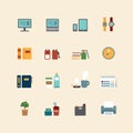 Vector web flat icons set - business office tools collection of Royalty Free Stock Photo