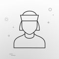 Vector web icon, profession sailor, woman in sea hat