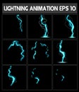 Vector Web lightning animation. A strike to the ground or something else