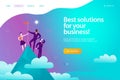 Vector web page design template - business solutions, consulting, marketing, support concept. Royalty Free Stock Photo