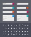 Vector web search bar design templates on dark background. Set of icons in colorful bars or for graphic user interface Royalty Free Stock Photo