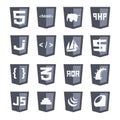 Vector web shields icon set grey variant: html5, css3 Royalty Free Stock Photo