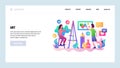 Vector web site design template. Art shcool, artist painting. Landing page concepts for website and mobile development