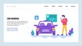 Vector web site design template. Car sharing. Get your car by smart phone app. Landing page concepts for website and