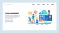 Vector web site design template. Cloud computing technology and secure storage. Cloud management. Landing page concepts Royalty Free Stock Photo