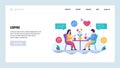 Vector web site design template. Couple on a date drinking coffee. Landing page concepts for website and mobile