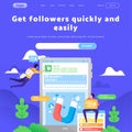 Vector web site design template. Digital marketing in social media, like, followers. Landing page concepts for website Royalty Free Stock Photo