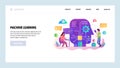 Vector web site design template. Machine learning and AI artificial intellegence, robot technology, big data science
