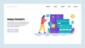 Vector web site design template. Online shopping and mobile phone secure payments. Landing page concepts for website and