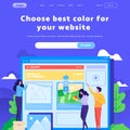 Vector web site design template. Team choose color for website. Landing page concepts for website mobile development