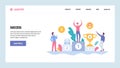 Vector web site gradient design template. Business success, winner on the top position with reward. Landing page