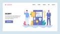 Vector web site gradient design template. Cyber security and secure access. Mobile phone fingerprint login. Landing page