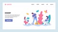 Vector web site gradient design template. People plant tree in a park. Landing page ecology concepts for website and