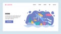 Vector web site gradient design template. Scuba diving. Diver underwater watch sea life. Landing page concepts for