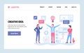 Vector web site linear art design template. Creative idea and business solutions concept. Landing page for website and Royalty Free Stock Photo