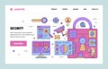 Vector web site linear art design template. Cyber security and surveillance. Landing page concepts for website and