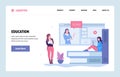 Vector web site linear art design template. Online education and internet webinar. Landing page concepts for website and