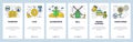 Vector web site linear art onboarding screens template. Farm, garden, mill, sunflower. Menu banners for website and Royalty Free Stock Photo