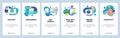 Vector web site onboarding screens template. Design creative tools and software. Mobile online Messaging app and Page